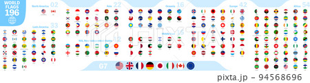 世界の国旗アイコン(地域別)、196ヶ国セット 世界の国旗アイコン(地域別)、196ヶ国セット 94568696