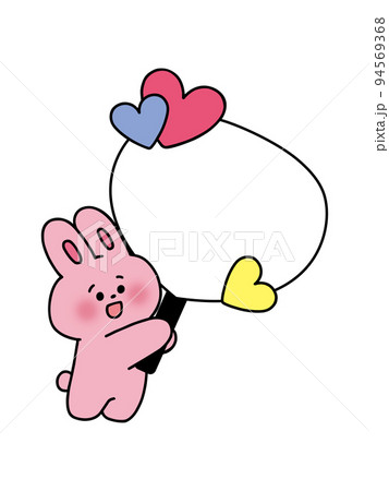 推しのうちわを持ったかわいいウサギ・文字スペース・タイトル枠の