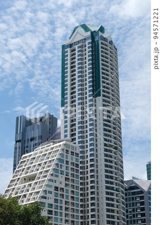 Cityscape Mahanakorn Tower downtown blue sky in BANGKOK THAILAND 94571221