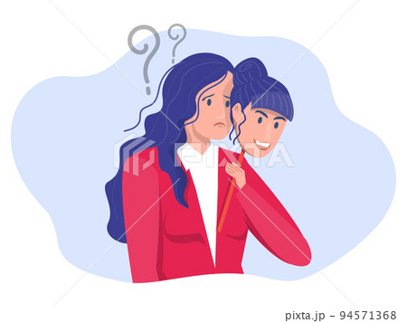 imposter syndrome, Businesswoman trying on carnival masks with happy or sad expressions concept design vector illustrator. imposter syndrome, Businesswoman trying on carnival masks with happy or sad expressions concept design vector illustrator. 94571368