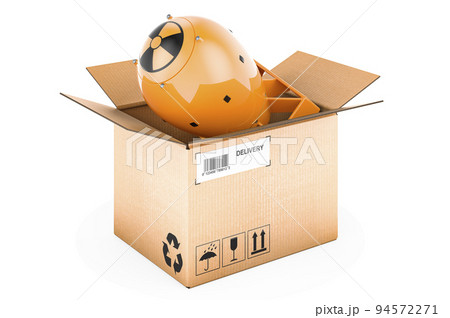 Atomic bomb inside parcel, 3D rendering Atomic bomb inside parcel, 3D rendering 94572271