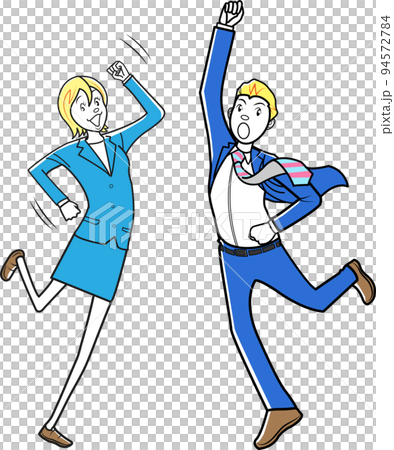 積極姿勢的商人和女商人 積極姿勢的商人和女商人 94572784