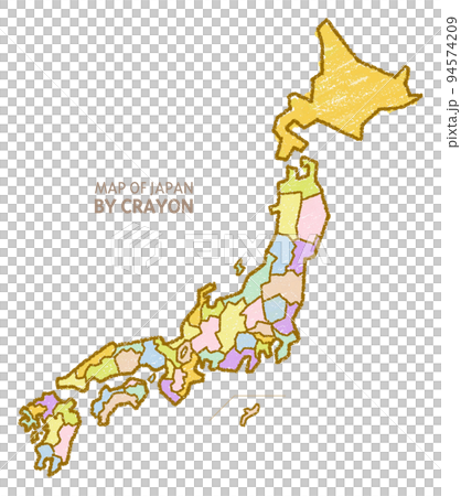 Japan map drawn with crayons 94574209