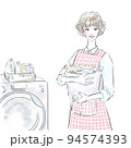 家事をする可愛い女性　洗濯 94574393