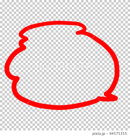 Simple fluffy speech bubble red thick line 94575355