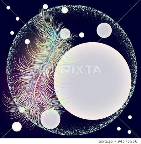 A vector background image with a place for your lettering, which depicts a feather and bubbles symbolizing the lightness and lightness of the illustration. A vector background image with a place for your lettering, which depicts a feather and bubbles symbolizing the lightness and lightness of the illustration. 94575556