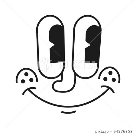 Cartoon mascot character. Vintage retro faces. Vector funny smile. 94576358