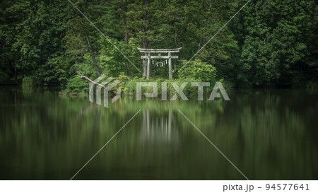 山形県 大沼の浮島の深緑 94577641