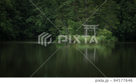 山形県 大沼の浮島の深緑 94577646