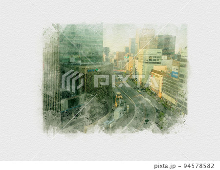 東京銀座の街並みと風景,東京銀座の交差点,東京首都の幹線道路 94578582