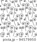 Black and white seamless abstract hand-drawn pattern with black spiral ornamental organic shapes and curls. Background for your design wallpapers, fills, web page, surface textures, wrapping and print 94579950