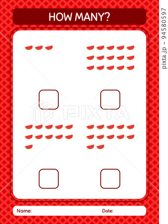 How many counting game with watermelon. worksheet for preschool kids, kids activity sheet How many counting game with watermelon. worksheet for preschool kids, kids activity sheet 94580597