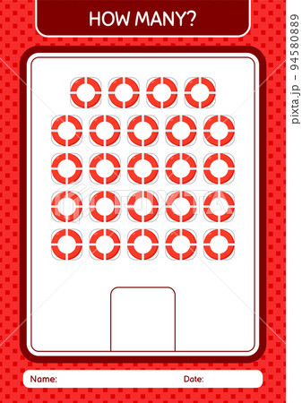 How many counting game with life buoy. worksheet for preschool kids, kids activity sheet 94580889