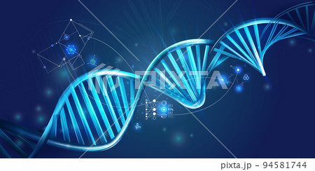 Glowing DNA spiral and HUD elements on a dark blue background. 94581744