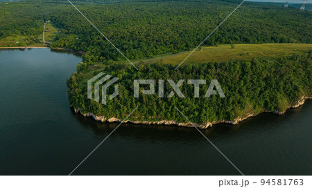 Travel to Russia, the Volga River, Central Russia, Samara Luka. Summer landscape in the Zhiguli mountains on the Volga, Russia. 94581763