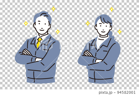 Men and women in work clothes with arms crossed 94582001