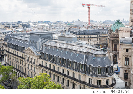 Galeries Lafayette Rooftop Terrace: A view over Paris from 8th floor of famous shopping centre in Paris, France 94583256