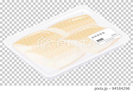 トレーに入ったカレイの切り身のイラスト 94584296