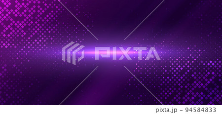 Abstract technology futuristic digital square pattern with lighting glowing particles square elements on dark purple background. Abstract technology futuristic digital square pattern with lighting glowing particles square elements on dark purple background. 94584833