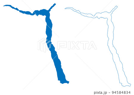 Lake Teletskoye (Russia, Russian Federation) map vector illustration, scribble sketch Tyolyos or Golden Lake map 94584834