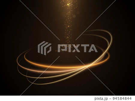 Abstract luxury golden circle glitter effect glowing on dark brown background with lighting effect sparkle. Abstract luxury golden circle glitter effect glowing on dark brown background with lighting effect sparkle. 94584844