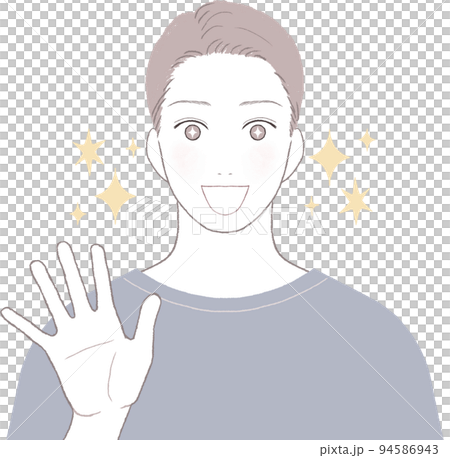 神采奕奕的短髮男子揮舞姿勢ver 94586943