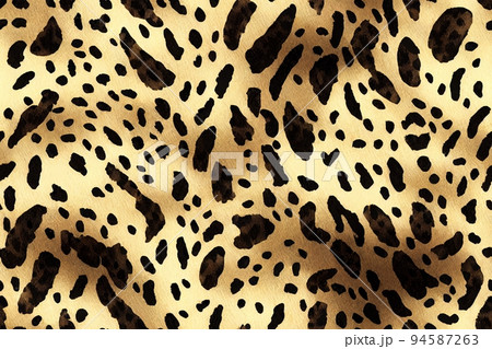 Seamless leopard pattern, hand [94587263] - PIXTA