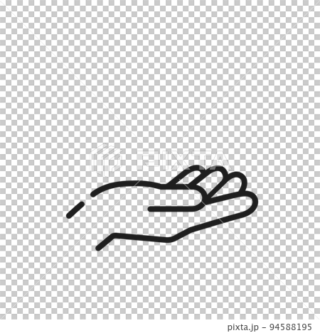 やさしく差し出された人の手のイラスト- シンプルな線アイコンのイラスト素材 [94588195] - PIXTA