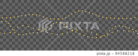 Glossy Party Bulb Garland isolated on Transparent Background. Vector Illustration Glossy Party Bulb Garland isolated on Transparent Background. Vector Illustration 94588218