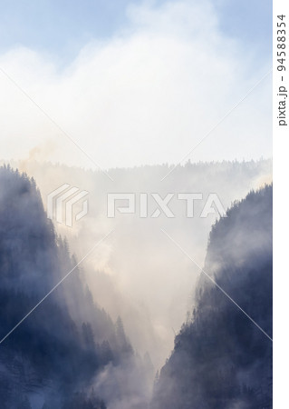 BC Forest Fire and Smoke over the mountain near Hope during a hot sunny summer day. 94588354