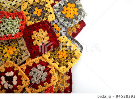 Granny squares. Colored wool knitting crocheting 94588393