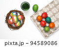 Easter eggs of different colors. Preparing for Easter Week. 94589086