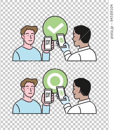 Digital sanitary covid pass check- Man showing smartphone screen 94589104
