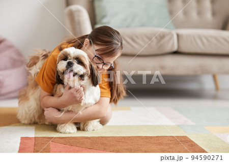 Girl Playing With Dog Girl Playing With Dog 94590271