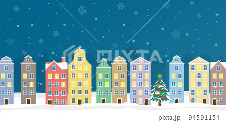 冬のクリスマスの街並み（2：1） 94591154