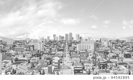マンガ背景 風景 住宅街 イラスト 住宅街CG マンガ背景 風景 住宅街 イラスト 住宅街CG 94592895