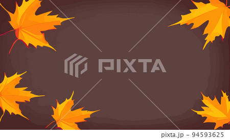 Autumn template, Oak, maple, wild ash leaves vector, fall foliage on background. Red gold yellow rowan and oak autumn leaves. Falling tree foliage cool october background graphic. 94593625
