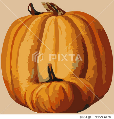 pumpkin on a beige background. The main symbol of a happy Halloween holiday. Orange pumpkin for your festive Halloween design. Vector illustration. 94593870