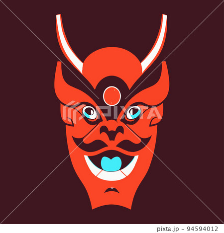 Vector illustration of Japanese ONI demon mask and dragon. traditional japanese demon mask 94594012