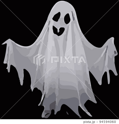spooky ghosts, spirits, scary halloween characters isolated on black background. Vector cartoon illustration of a flying white phantom smiling, happy and angry spooky ghosts, spirits, scary halloween characters isolated on black background. Vector cartoon illustration of a flying white phantom smiling, happy and angry 94594060