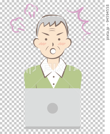老人對個人電腦操作生氣 老人對個人電腦操作生氣 94594558
