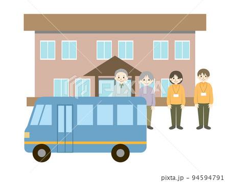 介護施設　高齢夫婦　職員　送迎バス 94594791