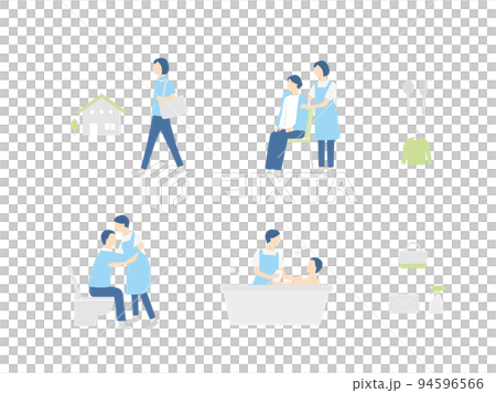 Various care and medical welfare scene sets 94596566