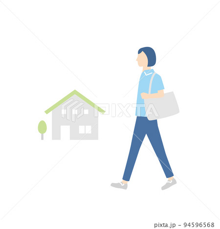 高齢者の自宅を訪問する介護士 高齢者の自宅を訪問する介護士 94596568