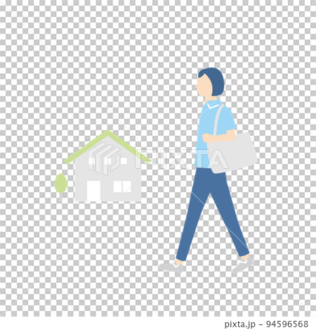 高齢者の自宅を訪問する介護士 高齢者の自宅を訪問する介護士 94596568