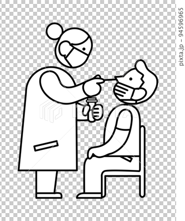 Minimalist line vector icon Doctor testing patient Minimalist line vector icon Doctor testing patient 94596965