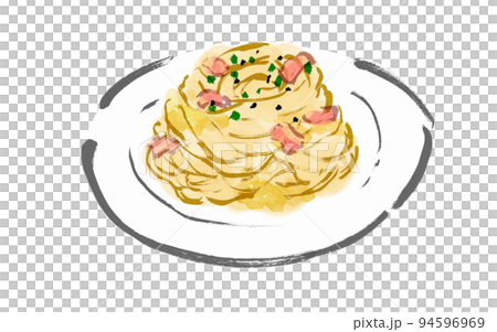 Carbonara 意大利面手繪日式插圖 94596969