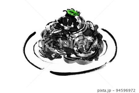 イカスミパスタの手描き和風イラスト 94596972