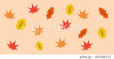 落ち葉の背景素材。パターン。紅葉、イチョウ、もみじ、楓。 落ち葉の背景素材。パターン。紅葉、イチョウ、もみじ、楓。 94598151