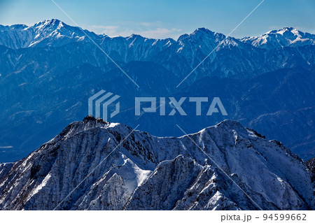 八ヶ岳連峰・赤岳山頂から見る権現岳と南アルプス 八ヶ岳連峰・赤岳山頂から見る権現岳と南アルプス 94599662